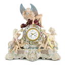 AN IMPOSING CONTINENTAL PORCELAIN FIGURAL MANTEL CLOCK