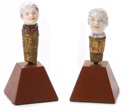 PAIR OF 19TH C. GERMAN PORCELAIN CANE STOPPERS (1 of 1)