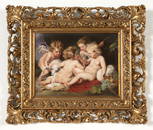 A framed KPM porcelain plaque