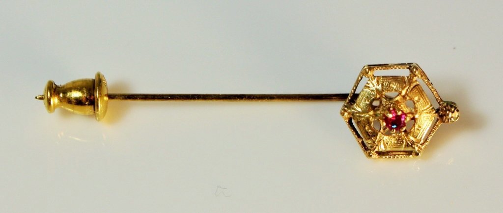 VICTORIAN 14KT YG AND JEWELED STICK PIN (1 of 2)