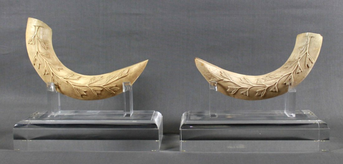PAIR OF SCRIMSHAWS ON BASE (1 of 4)