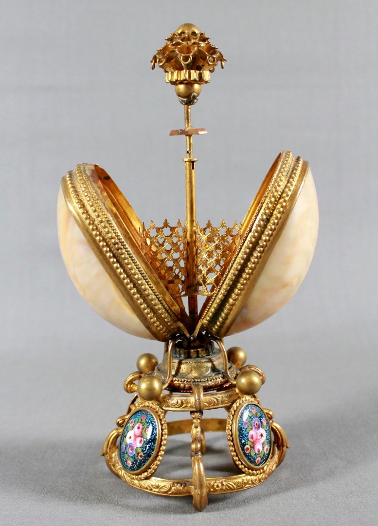 FABERGE STYLE EGG WITH ENAMEL INSERTS (1 of 5)