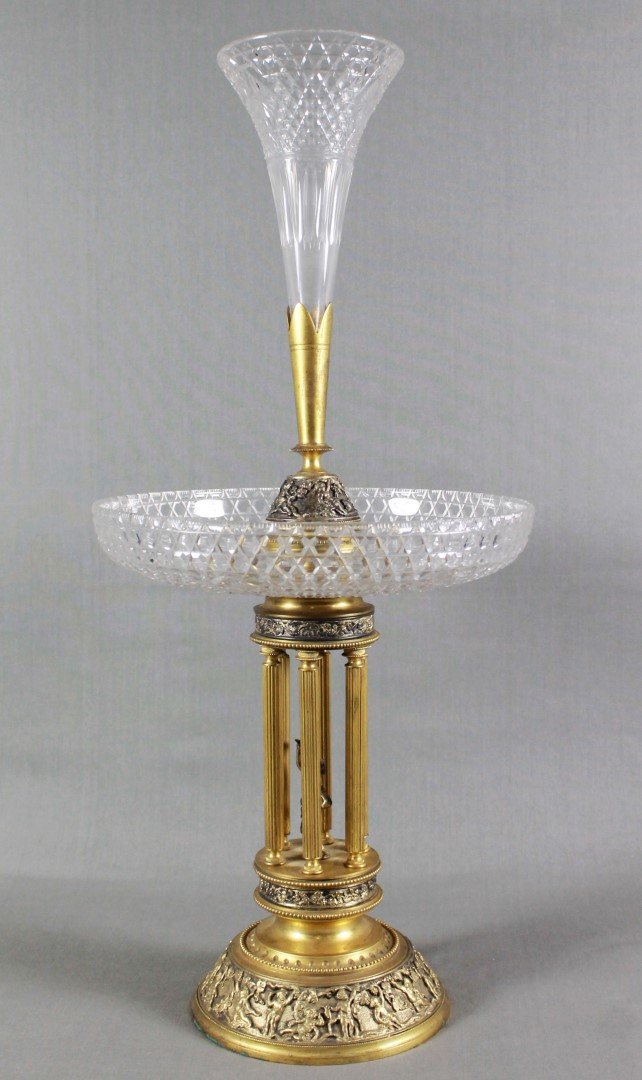 Large Antique French Bronze/Glass Figural Epergne (1 of 4)