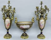 3 PIECE 19TH CENTURY SEVRES CANDELABRA SET