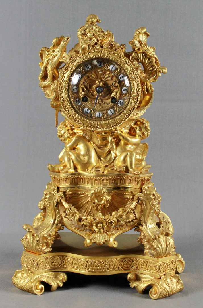 19th Century French Dore Bronze Figural Mantle Clock (1 of 6)
