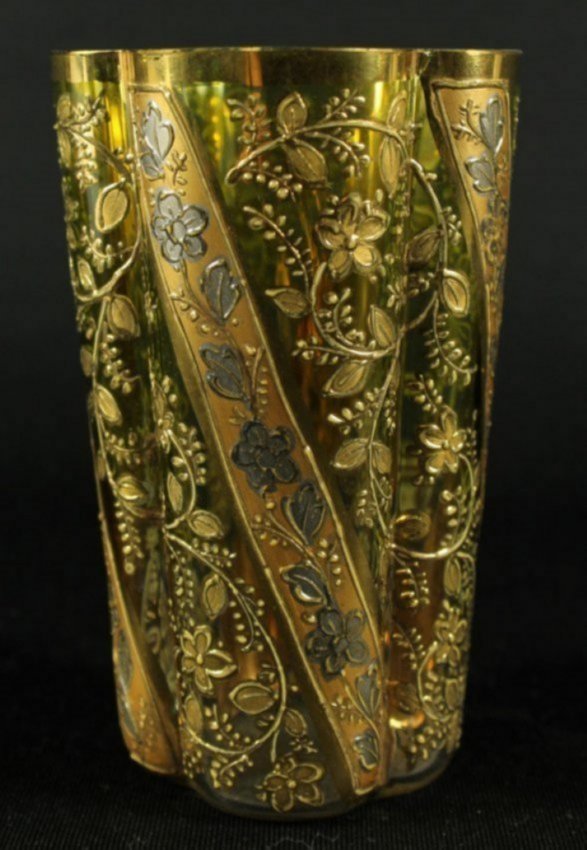 Beautiful Moser Enamelled Cup: BEAUTIFUL MOSER ENAMELLED CUP. MEASURES H: 3 7/8".