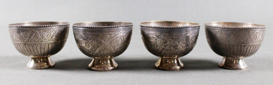 SET OF 4 PERSIAN SILVER SHOTS (1 of 4)