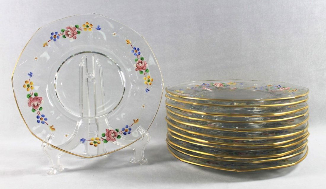 12 PCS. VINTAGE LOBMEYR STYLE GLASS PLATES (1 of 8)