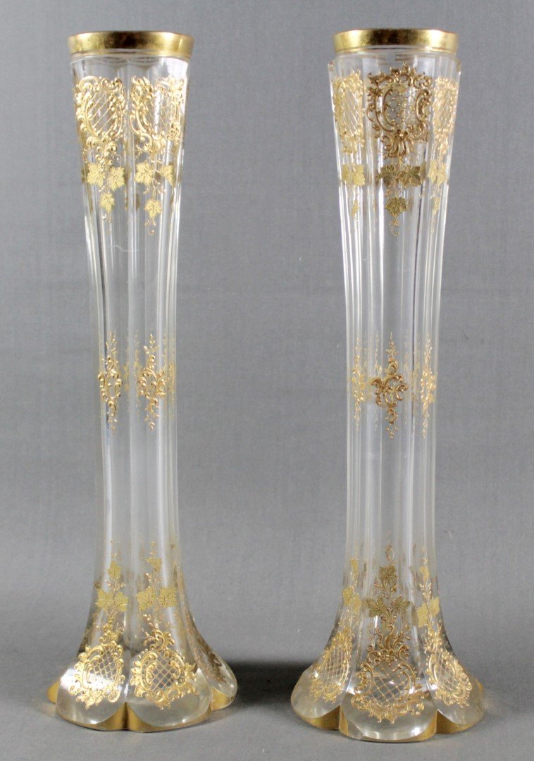 PAIR OF GILT MOSER VASES (1 of 5)