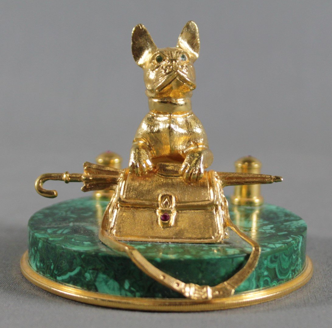 MALACHITE AND BRONZE FIGURAL PAPER WEIGHT (1 of 1)