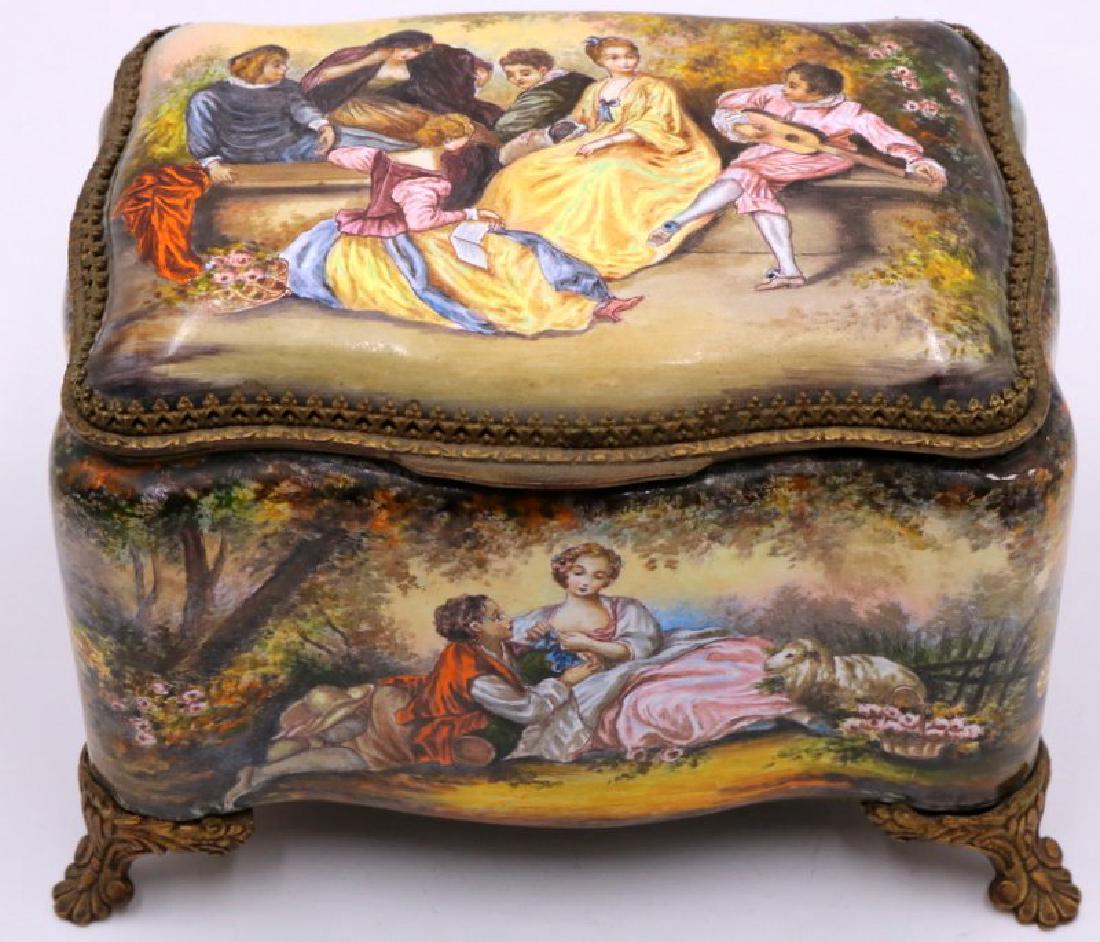 Antique French Hand Painted Enamel & Bronze Box (1 of 10)
