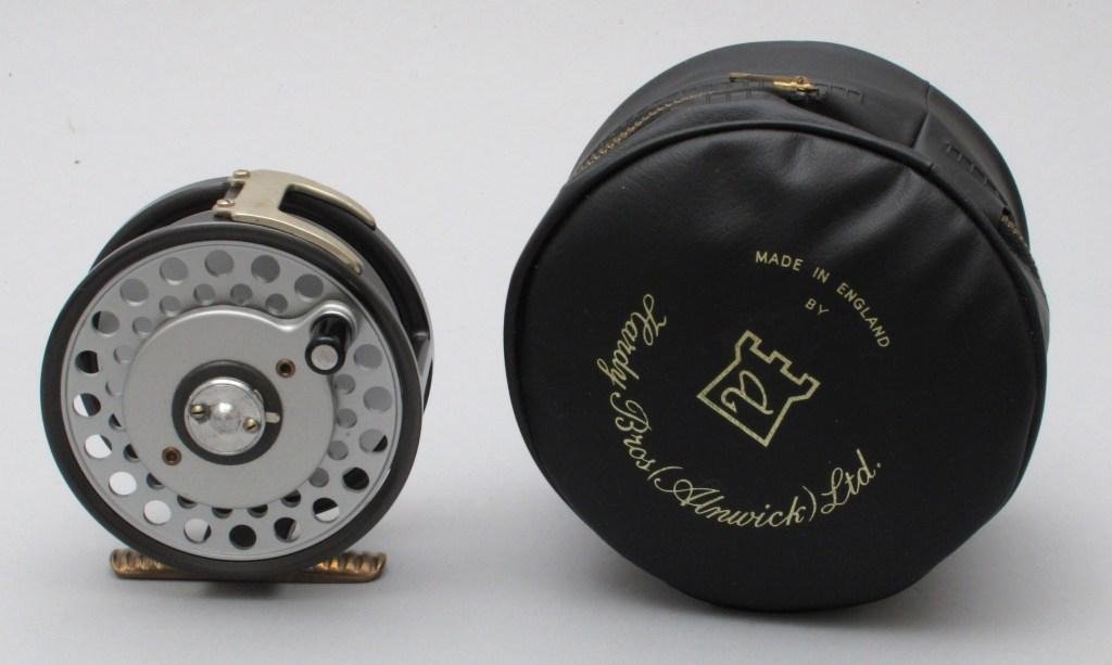 Hardy Husky Multiplier Made in England: 3 3/8" dia. and 1 1/8" spool width. A nice reel with ribbed brass foot and two screw nickel silver line guard, this model is a silent-retrieve version of the Zenith. The multiplier version was made in