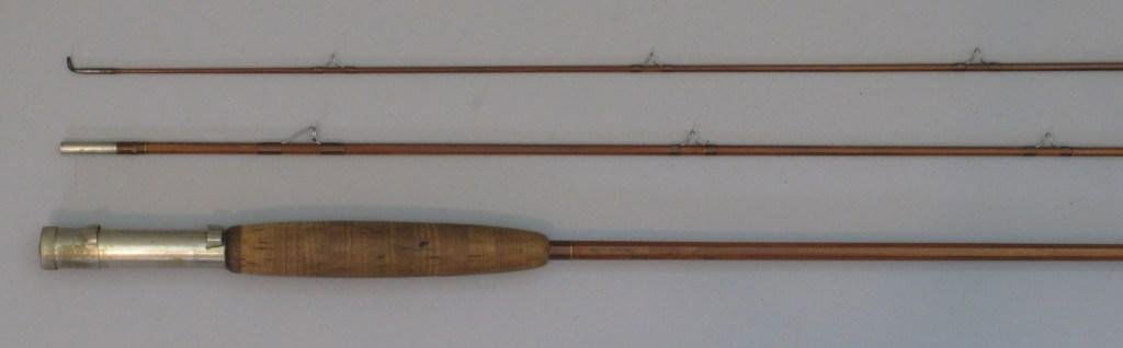 Impregnated Cane Rod Marked Salmon Special - 8'3", 2/2: The rod sports super- Z ferrules, brown wraps and dark cane very Orvis like, in all likelihood a kit build as the reel seat is marked Wright and McGill Rod Co Denver Co USA and is the patented interna