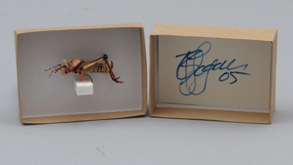 Bill Logan's Grasshopper: Mr. Logan has been tying realistic patterns since 1993 and his flies are truly a work of art. Both a writer and fly tyer, his flies are seldom offered for sale. This example of his Grasshopper was one