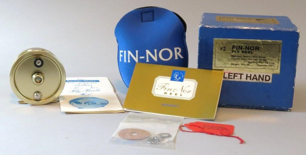 Fin-Nor #2 Light Saltwater/Salmon Fly Reel: Made by Tycoon/Fin-Nor, a direct drive LHW reel, 3 1/4" dia. & 1" spool width, 10 3/4oz, new in box and in Mint condition, includes how to care for and warranty paperwork, has extra drag parts also ne