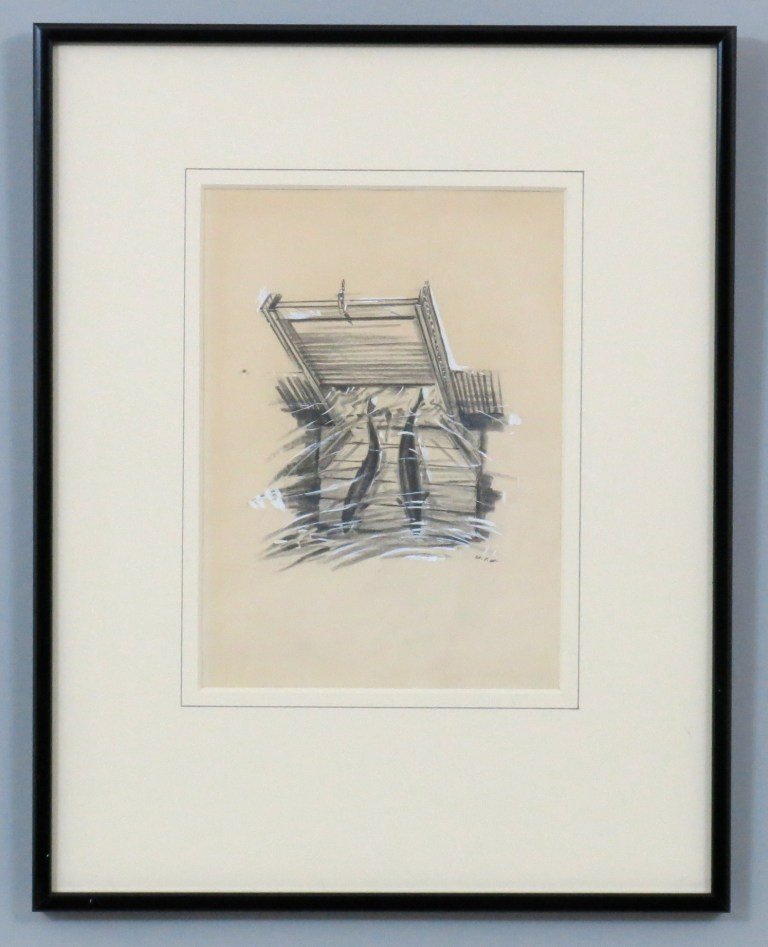 Original Drawing by Milton C. Weiler: (1910 - 1974) Used for the book, "Let's Save Our Salmon" by Jean-Paul Dube' published in 1972. The 5 3/4" by 8" image found on page 18 is of two Atlantic salmon in a fish weir. Signed "M.C.W" lower ri