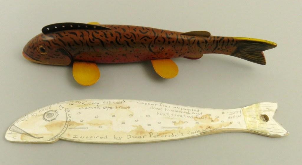 C.B. Lewis Unique Peterson Inspired 12" "Mr. Big": This large special custom order rainbow trout was requested by Mr. Kieny from the carver. Outstanding paint effects and carving detail featuring reveal carved eyes and gill work. Special fine hand pai