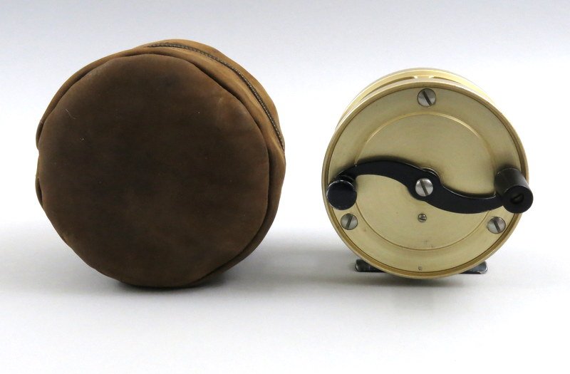 Bogdan 200 Abercrombie & Fitch Salmon Reel: Aluminum construction in gold anodized finish made for A&F. Right hand wind, 1964 model year in excellent mechanical condition. Comes with poachers check allowing for silencing of the outgoing click, 