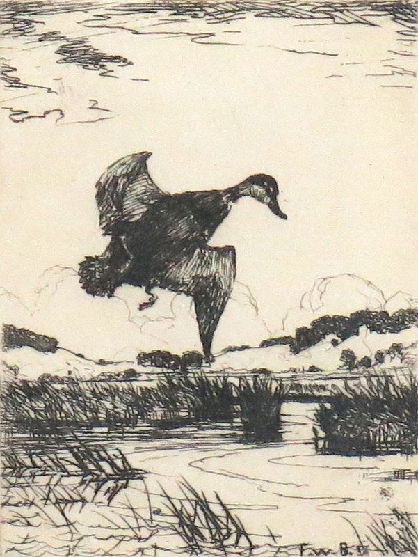 Frank Benson Etching, "Plate for Quincy A. Shaw Jr." (1 of 2)