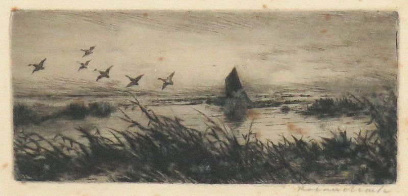 Roland Clark Etching, "Still Water" (1 of 2)