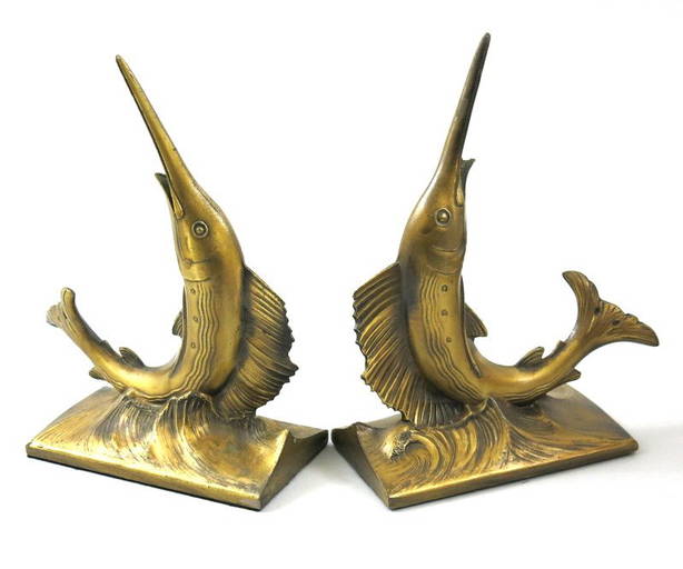 Bronze Swordfish Bookends