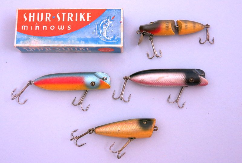 Group of Four Glass Eyed Shur Strike Baits (1 of 4)