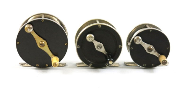 Group of Three Early Plated Hard Rubber Fly Reels (1 of 3)
