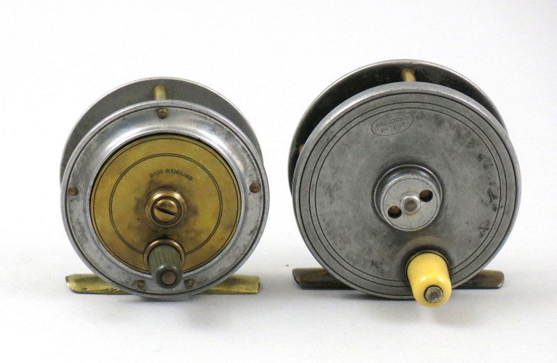 Pair of Early Brass and Aluminum English Fly Reels (1 of 3)