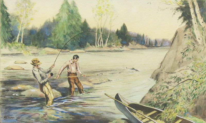 "An Anxious Moment - Salmon Fishing" by Ralph Boyer (1 of 4)
