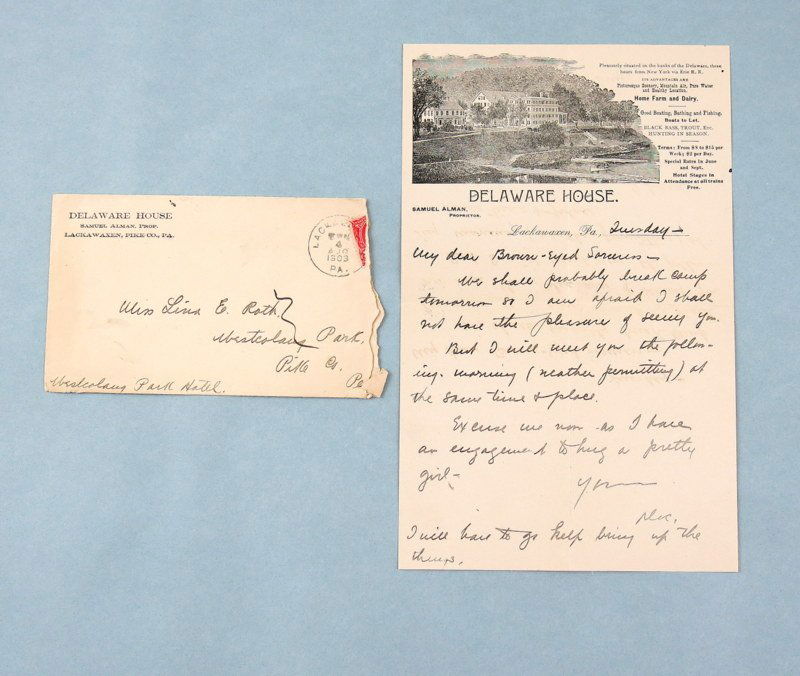Two Zane Grey Letters to Miss Lina E. Roth (1 of 2)
