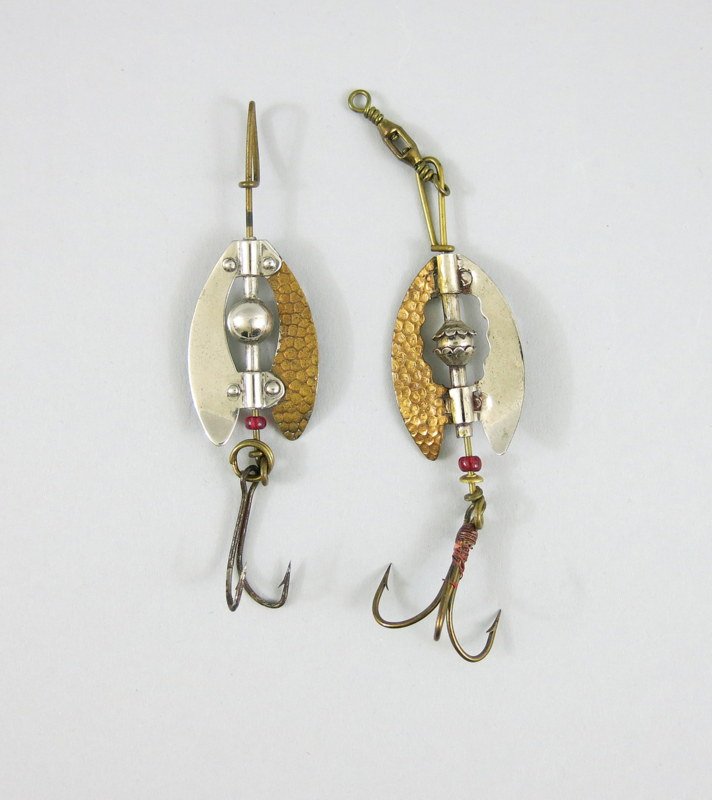 Pair of Hammered Brass and Silver American Spinners (1 of 2)