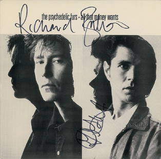 The Psychedelic Furs Signed Album: 'All That Money Wants' single album signed on the front cover in black felt tip by Richard Butler and John Ashton, and on the back cover by Tim Butler. In fine condition, with a crease to the upper ri