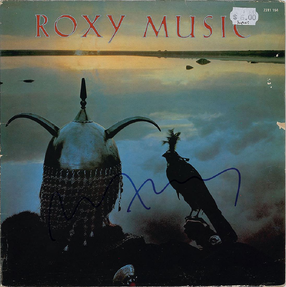 Roxy Music: Bryan Ferry: Three Roxy Music albums signed on the front cover in blue felt tip by Bryan Ferry: a promo copy of The High Road, Flesh and Blood, and Avalon. In overall very good to fine condition, with light scuffi
