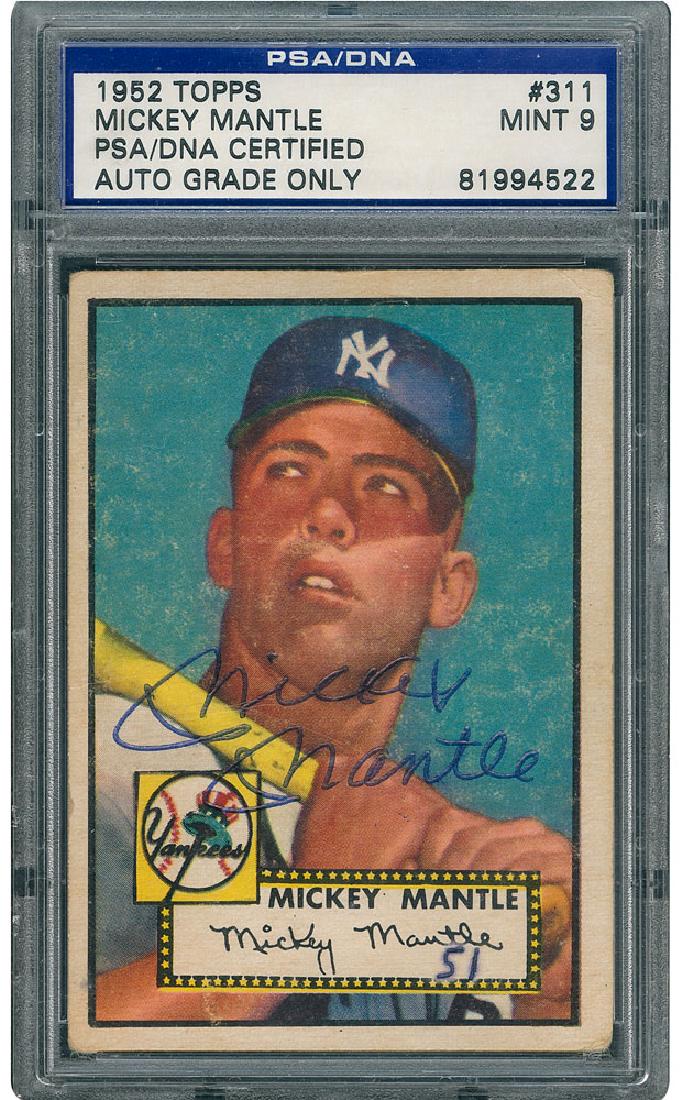 1952 Topps 311 Mickey Mantle Autographed Rookie Card