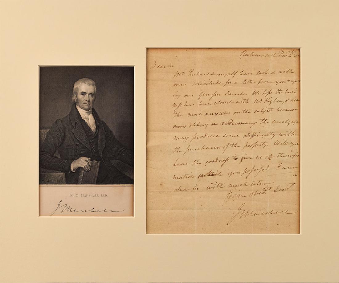 John Marshall: Influential American statesman and jurist (1755 - 1835) who served as the fourth Chief Justice of the Supreme Court. Among the notable cases over which Marshall presided were the judicial review landm