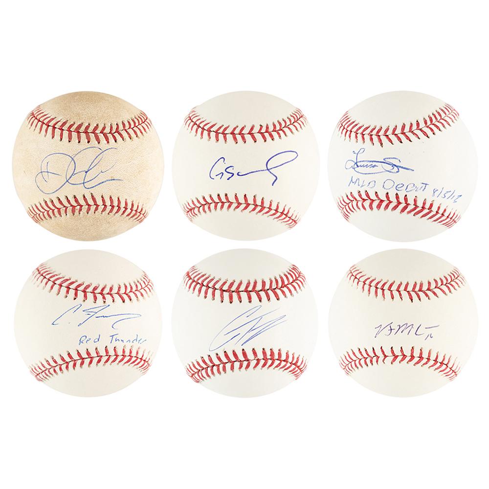 NY Yankees: Modern Stars (6) Signed Baseballs: Six official Rawlings Major League (Selig and Manfred) baseballs, each signed on the sweet spot in ballpoint by a recent New York Yankees star. Includes: Gary Sanchez, Didi Gregorious (game-used 8/5/2