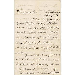 Martin Van Buren Autograph Letter Signed: ALS signed “M. Van Buren,” three pages on two adjoining sheets, 5 x 8, September 17, 1858. Handwritten letter to a friend, in part: "I thank you for your kind letter, & even more so