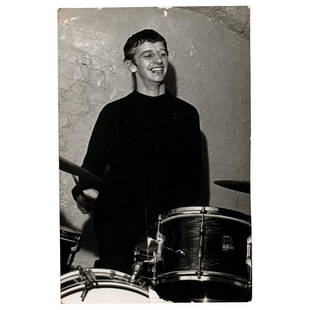 Ringo Starr 1962 Cavern Club Photograph: Vintage glossy 3.5 x 5.5 photograph of Ringo Starr rehearsing with the Beatles at the Cavern Club in Liverpool, England, an image that was taken by Mersey Beat photographer Les Chadwick on August 22,