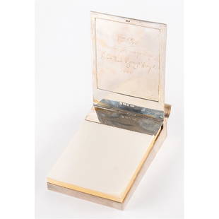 Beatles 1966 Sterling Silver Presentation Notepad: High-end sterling silver presentation notepad with spring-loaded lid, 3.75″ x 6″ x 1.5″, engraved in the lid with a presentation inscription featuring the facsimile signatures of