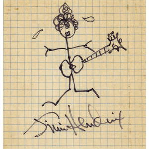 Jimi Hendrix Original Sketch with Signature