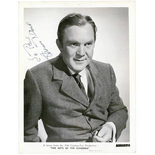 Thomas Mitchell Signed Photograph: Prolific American character actor (1892-1962) who was the first performer to win an Oscar (for his supporting role in Stagecoach), an Emmy, and a Tony. His most familiar roles are probably those of Sc