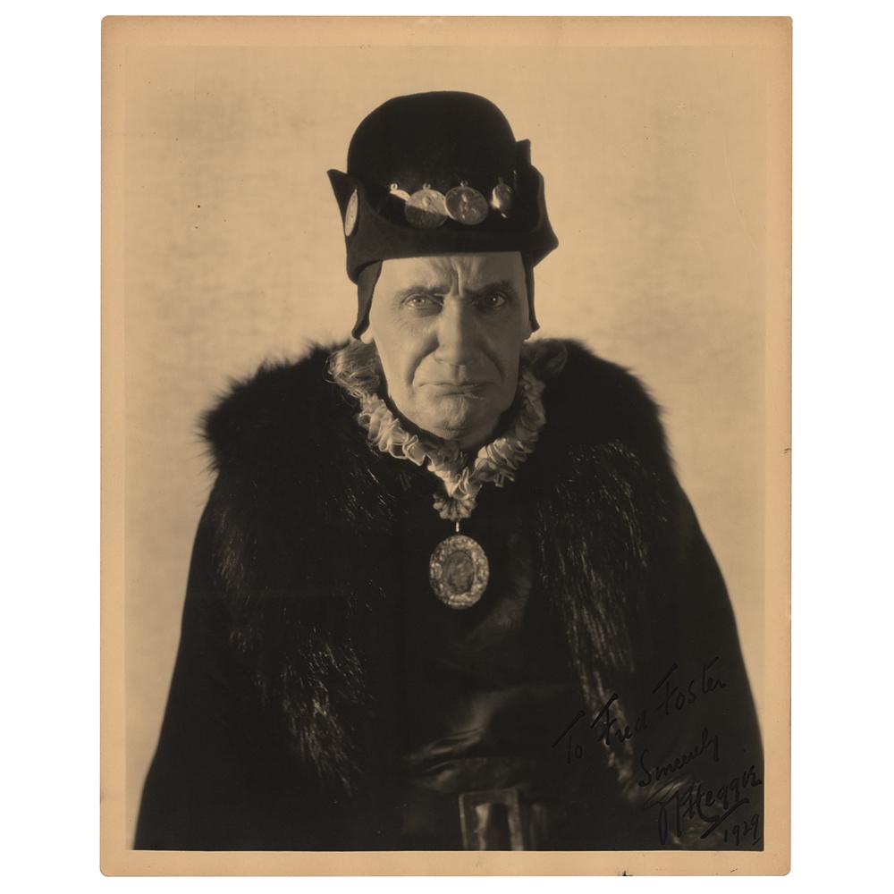 O. P. Heggie Signed Photograph: Character actor (1877-1936) who portrayed the kindly blind hermit in The Bride of Frankenstein. Rare vintage matte-finish 8 x 10 photo of O. P. Heggie as King Louis XI for the 1930 film The Vagabond K