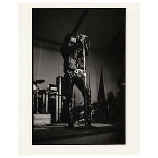 Jim Morrison Original Photograph by Ethan Russell: Original semi-glossy 11 x 14 silver gelatin photo of Jim Morrison at London's Roundhouse in September 1968, printed from the original negative circa 2002. Reverse bears an Ethan Russell credit lab