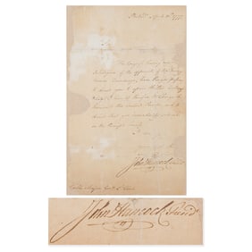 John Hancock Letter Signed to Arthur St. Clair, Ordering Him to Take Charge at Ticonderoga