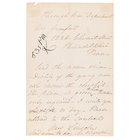 Mary Todd Lincoln Autograph Letter Signed, Couriered by the War Department