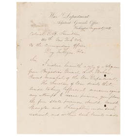 Lincoln Assassination: Edward D. Townsend Autograph Letter Signed on Imprisonment of Conspirators: