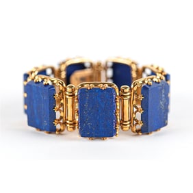 Edwin Booth Family Collection: 14K Gold and Lapis Lazuli Bracelet