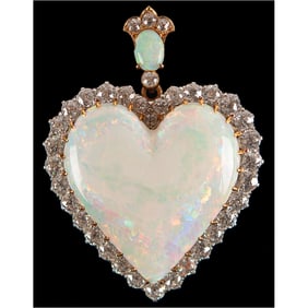 Edwin Booth Family Collection: Heart-Shaped Opal and Diamond Brooch