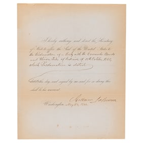Andrew Johnson Document Signed as President, Proclaiming a "Treaty with Comanche Bands and Kiowa