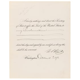 U. S. Grant Document Signed as President, Invoking Military Force to Suppress Insurrection in South